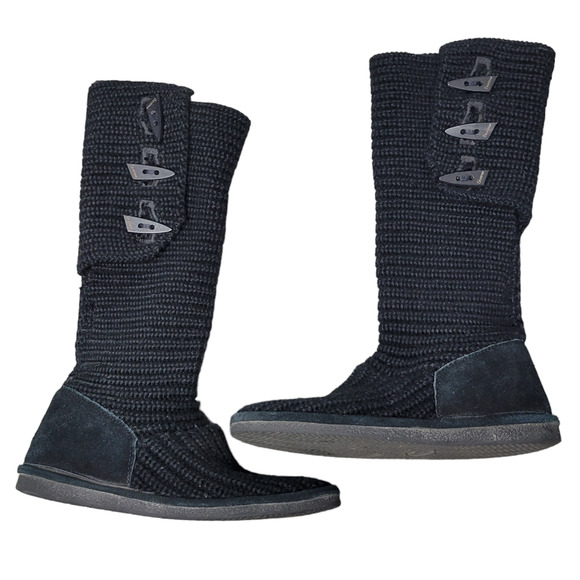 BearPaw Shoes - Bearpaw Knit Tall Wool/Acrylic Blend Black Boots 656W Knit Tall Women's US 7